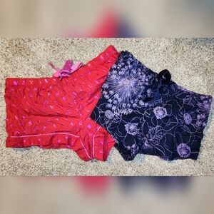 Victoria's Secret LOT shorts pajamas flannel Red All Over Vs Foil Logo XL sleep